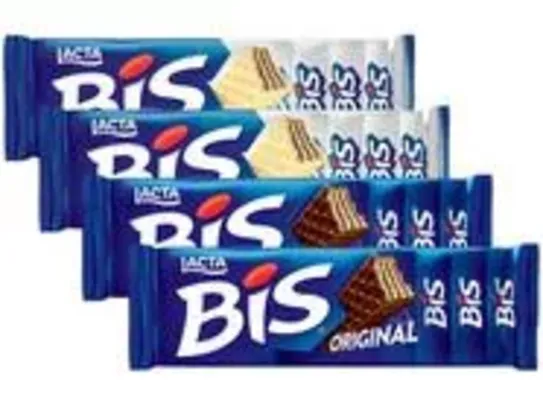 Kit Chocolate Bis Laka Branco 126g Lacta - 4 caixas