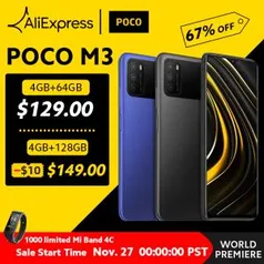 [Black Friday] Smartphone Poco M3 Snapdragon 4GB + 64GB | R$832