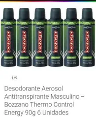 (6 Unidades) Desodorante Aerosol Antitranspirante Masculino - Bozzano 90g | R$35