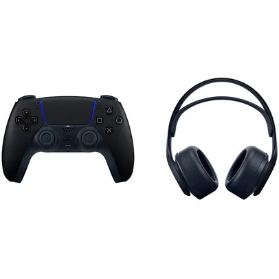 [app] Controle Sem Fio Dualsense¿ Midnight Black Playstation®5 + Headset Sem Fio Pulse 3D Midnight Black - PS5