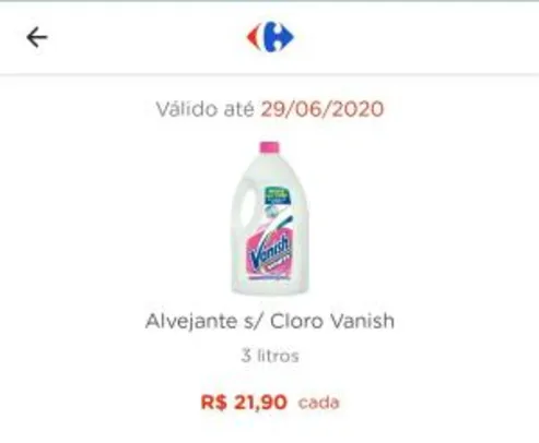 [App] Alvejante Vanish Multiuso Sem Cloro - 3L - R$22