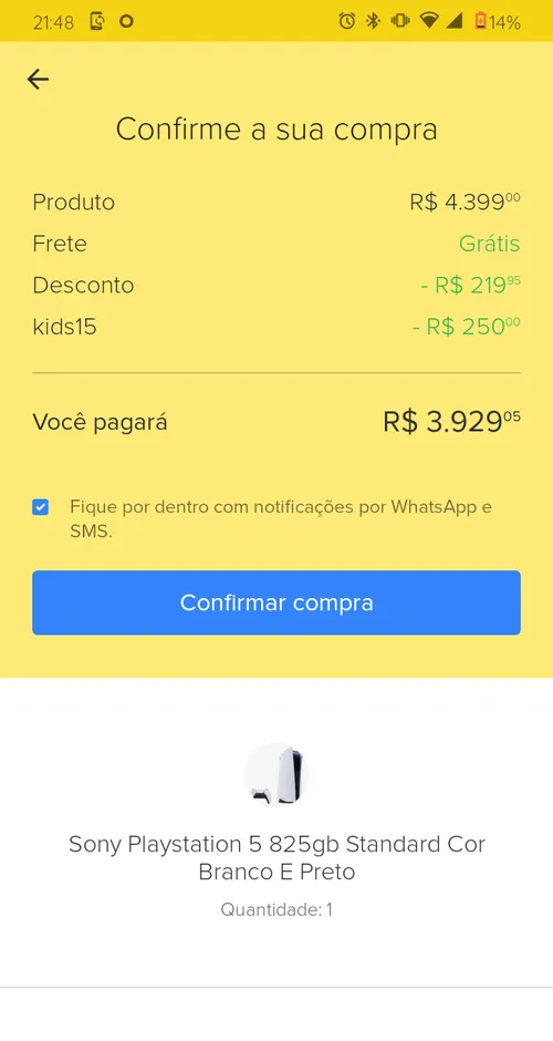 Imagem na descrição da promoção