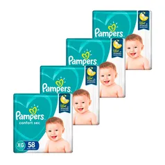 Kit de Fraldas Pampers XG Confort Sec Super - 232 Unidades