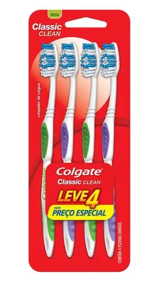 Escova Dental Colgate Classic Clean com 4 unidades