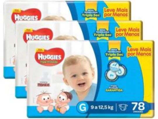 Kit Fraldas Huggies Turma da Mônica Tripla Proteção Tamanhos: M G e XG a partir de  R$ 128