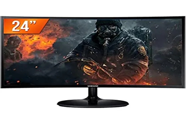 [Prime] Monitor Samsung LED 23.5 Widescreen Curvo, Full HD, HDMI/VGA, FreeSync - LC24F390FHLMZD