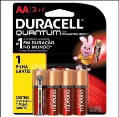 [App] Pilha Duracell Quantum Alcalina AA - Com 4 Unidades | R$19