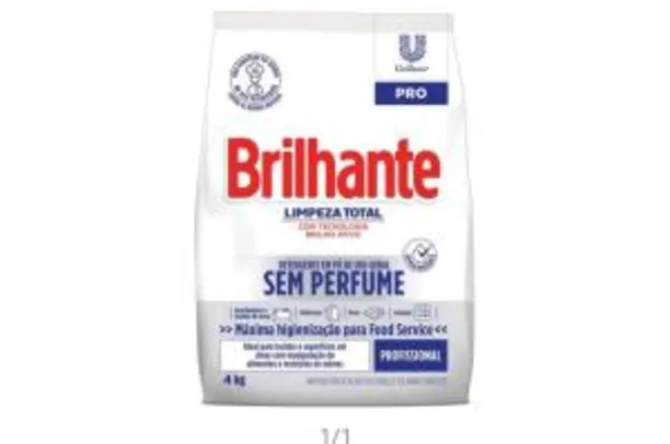 [4 unid.] Detergente em Pó Brilhante Limpeza Total - 4kg | R$97