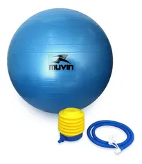 Bola De Pilates Muvin 75cm  Até 300kg  Com Bomba  Fitness Cor Azul