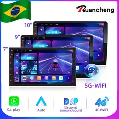 Multimídia, 2 DIN universal, Android e CarPlay.