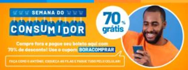 70% OFF em pagamento de contas e boletos no Recarga Pay