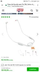 Fone de Ouvido sem Fio JBL Intra-Auricular Branco - JBLT110BTWHT