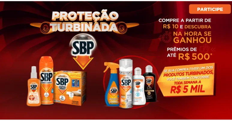 Proteção Turbinada SBP | Compre a partir de R$10 e concorra a prêmios