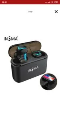 Fone De Ouvido Sem fio Tws Insma (Vfm-1) Bluetooth 5.0 - com Box de Carregamento, Cancelamento De Ruído, Chamada Bilateral R$110