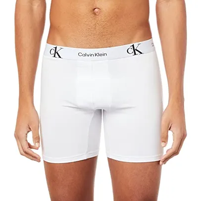 Cuecas boxer longa cotton, Calvin Klein, Masculino, Branco, G