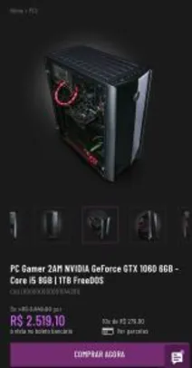 PC Gamer 2AM NVIDIA GeForce GTX 1060 6GB - Core i5 8GB | 1TB FreeDOS - R$2.519