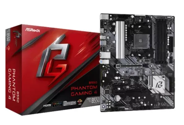 Placa Mãe ASRock B550 Phantom Gaming 4, Chipset B550, AMD AM4, ATX, DDR4, 90-MXBCY0-A0UAYZ