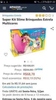 [Prime ] Super Kit Slime Brinquedos Estrela Multicores R$ 89