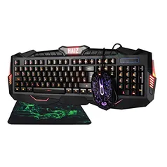 Haiz Kit Gamer Teclado Mouse Semi Mecânico ABNT2 Led RGB USB HZ-545