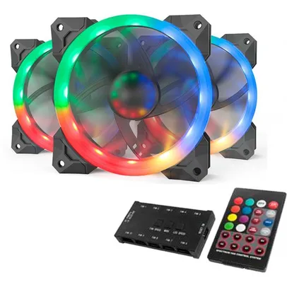 Kit Fan com 3 Unidades Redragon, RGB 120mm, com Controlador, GC-F008