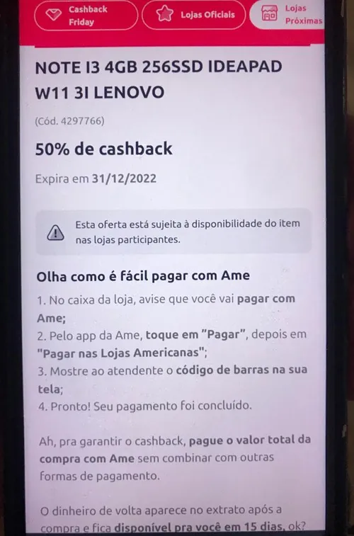 Imagem na descrição da promoção