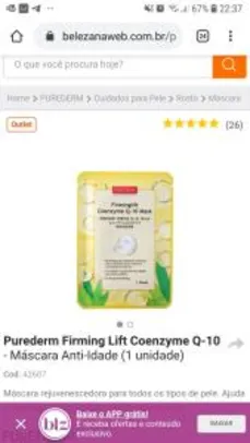 [Sheet Mask] Purederm Firming Lift Coenzyme Q-10 | R$ 6