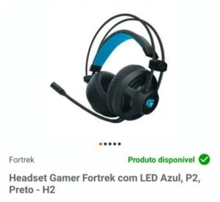 Headset Gamer Fortrek com LED Azul, P2, Preto - H2 - R$66