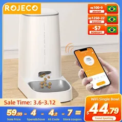 Alimentador automático inteligente para animais de estimação com WIFI 4L Rojeco