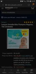 Lenços Umedecidos Pampers Regular, 192 Unidades | R$29