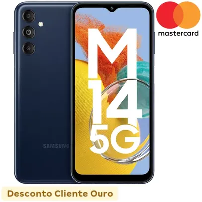 [APP+C. Ouro+C. Mastercard] Smartphone Samsung Galaxy M14 5G AZUL 128GB Tela 6.6 Bateria 6.000mAh