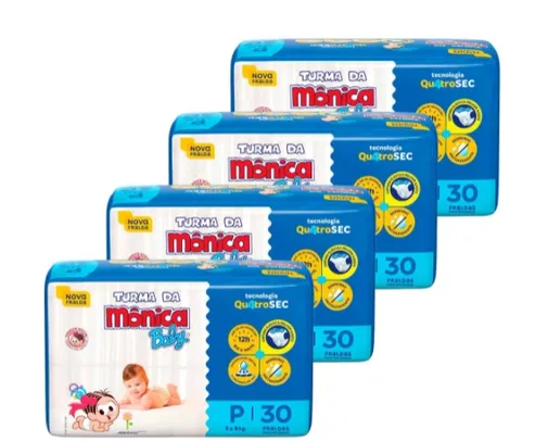 Kit de Fraldas Infantil Turma Da Mônica Jumbo P - 120 unidades