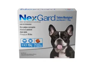 NexGard Antipulgas e Carrapatos para Cães de 4,1 a 10kg, 1 tablete