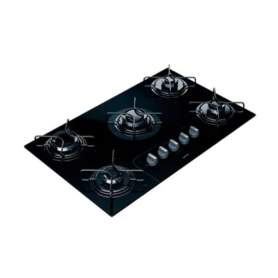 Cooktop A Gás 5 Bocas Facilite Mesa De Vidro Cd075ae Consul Preto Bivolt