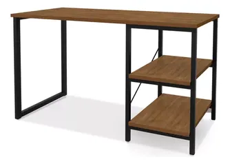 [SALDO MP] Escrivaninha Mesa Office Estudo Estilo Industrial Cor Preto Imbuia KLM #Mercadolivre 🇧🇷