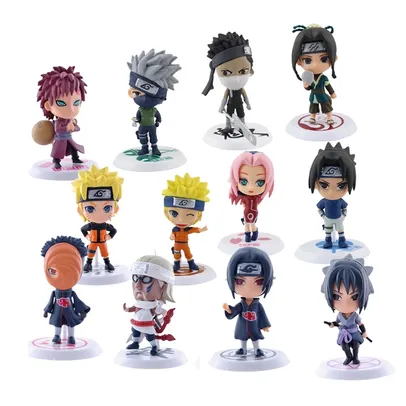 Pacote De 12 Peças Anime Naruto 7 Cm Pvc Ação Desenhos Animados Modelo Figuras Boneca Brinquedos