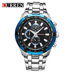 Relógio Masculino Original Inox Prova D Água Curren Azul Mod.8023