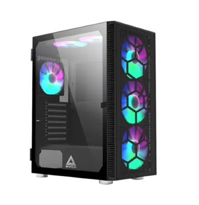 Gabinete Gamer Montech X3 Glass, Mid Tower, Black, ATX, Com 6 Fans, Vidro Temperado