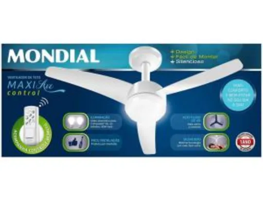 Ventilador de Teto com Controle Remoto Mondial - Maxi Air VTE-02 3 Pás 3 Velocidades Branco - R$284