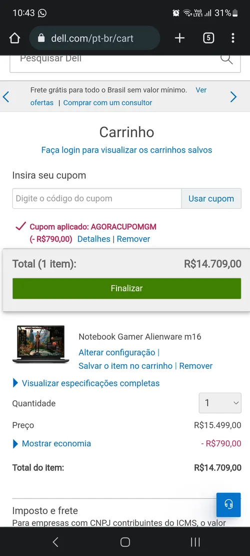 Imagem na descrição da promoção