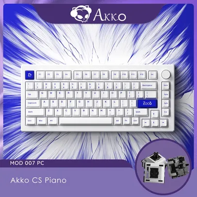 (TAXA INCLUSA) Teclado Mecânico Akko Mod 007 Pc Azul No Branco 75%