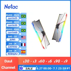 Memória Netac RGB 2x8GB DDR4 3600mhz CL16 (Boa Latencia).