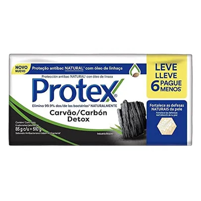 [1,89/un comprando 10pct] Sabonete em Barra Protex Carvão Detox 6 unid