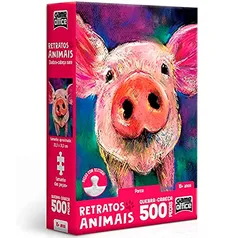 [R$17,76 +POR-] Quebra-cabeça Retratos Animais Porco, Toyster Brinquedos -  500 peças