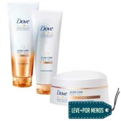 [Ricardo Eletro] Kit Dove Pure Care Dry Oil: Shampoo 200ml + Condicionador 200ml + Creme de Tratamento 350g - R$20
