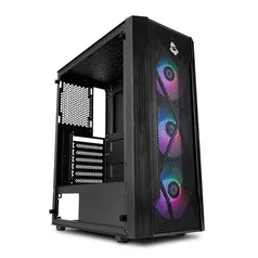 Gabinete Mancer Frost Rainbow Vidro Temp Preto (Com 3 Fans)