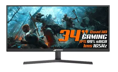 Monitor Gamer SuperFrame Vision Ultra, 34 Pol, UltraWide, Quad HD, IPS, 1ms, 165Hz, SFV3415