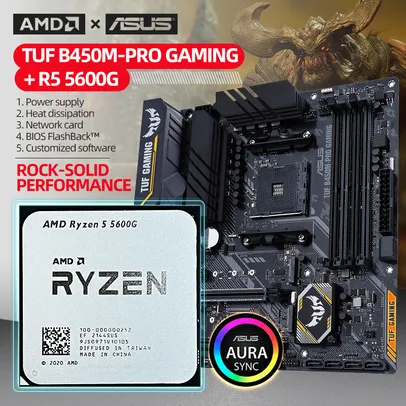 AMD Ryzen 5 5600g + Placa mãe Asus TUF B450m PRO + FRETE GRÁTIS 