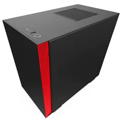 Gabinete Gamer NZXT H210, Mini Tower, com FAN, Lateral em Vidro, Preto/Vermelho - CA-H210B-BR