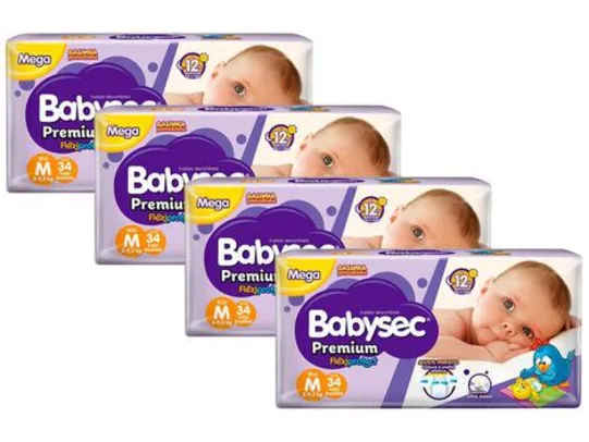 Kit Fraldas Babysec Premium Galinha Pintadinha - Tam. M 5 a 9,5kg 4 Pacotes com 34 Unidades Cada - Fralda Descartável - Magazine Luiza