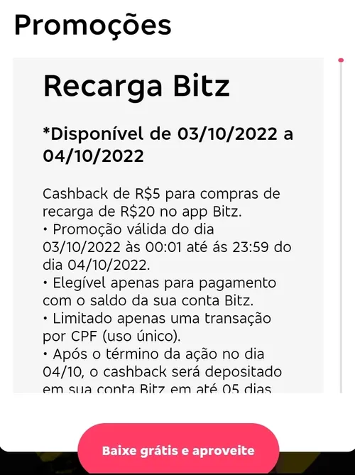 Imagem na descrição da promoção